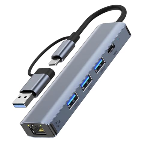 USB C/USB to Ethernet Adapter, USB C to Rj45 Gigabit Ethernet LAN Network Adapter with 3*USB 3.0...