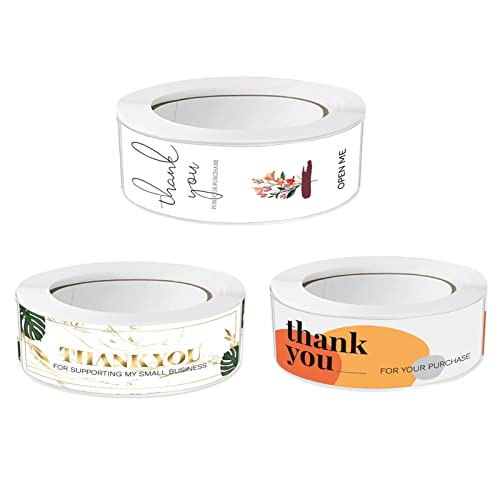 3"X 1" Thank You For Your Order Stickers, Thank You Stickers For Small Business Packaging, Envelopes, Bubble Mailers And Gift Bags Packaging  (3 Roll, Multi-Color Illustration Style Thank You Sticker) #TOP11