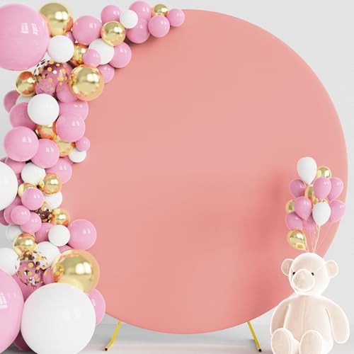 Wokceer 7.2FT Round Backdrop Cover Dusty Rose Round Arch Covers Backdrop