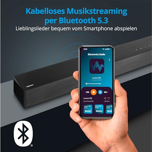 MEDION S61022 3.1 Dolby Atmos Soundbar mit kabellosen Subwoofer (für TV Geräte, Bluetooth 5.3, HDMI eARC CEC, optischer Eingang, AUX, 3 x 20 W + 60 W (RMS) Subwoofer kabellos, Fernbedienung – Bild 5