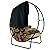 Sunnydaze Outdoor Firewood Log Rack Hoop and Cover Set - Powder-Coated Steel Round Firewood Rack and PVC Cover - Black - 40-Inch