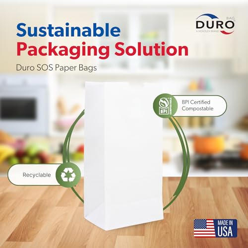Duro 51004 4# White Paper Lunch Bags 500 Count thumb #1