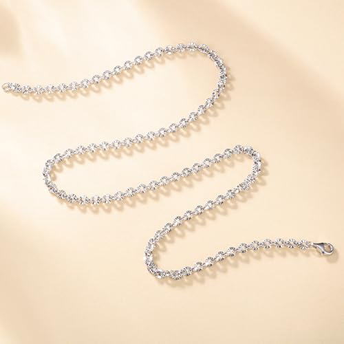 FANCIME 'Sunlit Grace' Gold Plated Sterling Silver Blossom Link Chain Necklace Fine Jewelry Gift for Women and Men, Width: 2.2&3.8MM, Length: 18&20 Inches3