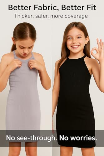PATPAT Girl's Sleeveless Ribbed Bodycon Cami Midi Dress – Halter Neck Pencil Fit for School, Party, Holiday, Ages 4-143