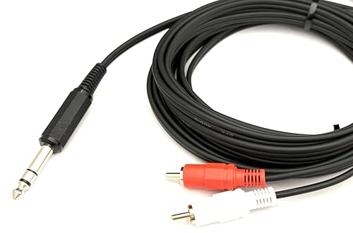Cable de conversión 6.3Φ Stereo a RCA rojo y blanco 2M miniatura 2