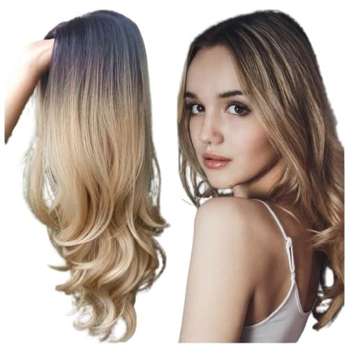 Assu Ombre Hair Wig for Girls - Long Curly Heat Resistant Synthetic Cosplay Full Wig for Women Party - Dark Brown to Golden Color-image-26