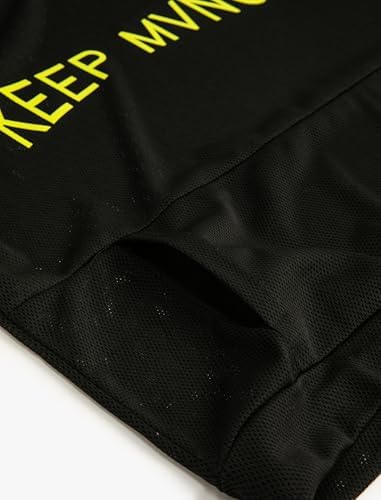 Koton Kadın Kapüşonlu File Tişört Spor Kısa Kollu kanguru Cepli Baskılı, Siyah, M - Görsel 5