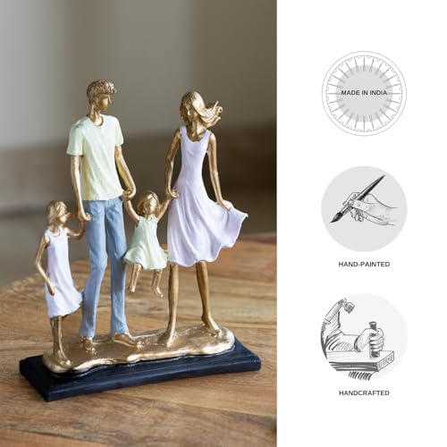 Image of ExclusiveLane 'Joyful Family' Modern Decorative Showpiece for Home Decor Decorative Items for Living Room Sculpture (Resin, Handcrafted, 26.7 cm)| Handcrafted Showpiece for Gift |