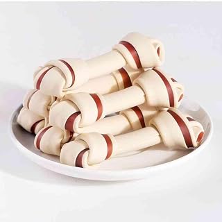 UrbanX Rawhide Free Dog Bones, 4" Real Chicken Wrapped Dog Chew Bones for Australian Shepherd Lab Mix and Other Large Mixed Breed Dogs Training Treats - 7 Count
