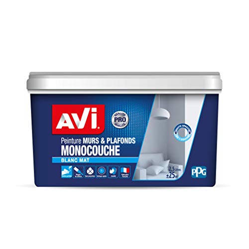 Avi 396848 Peinture M&P Monocouche Mat, Mono Blanc, 2,5 L