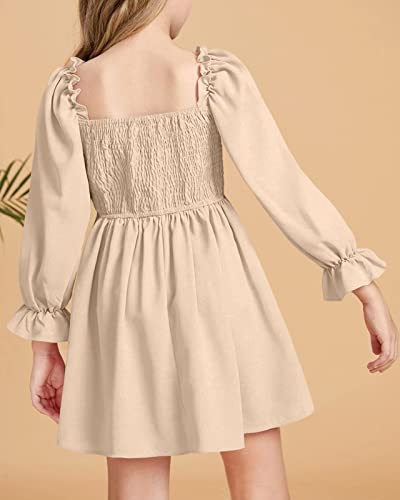 Little Girls Kids Summer Chiffon Ruffle Mini Dress Square Neck Lantern Sleeve Short Dress Tulle Smocked3