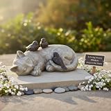 Comfy Hour 30 cm długości ogród akcent dekoracyjne wróble na figurka kota, posąg z żywicy ployresin wygląd kamienia