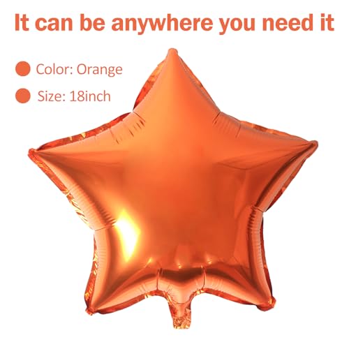 Image of MEETINGU Star Shape Foil Balloons,18 Inch Star Shape Foil Mylar Balloons for Wedding Birthday Party Baby Shower Decoration (Orange,10psc)