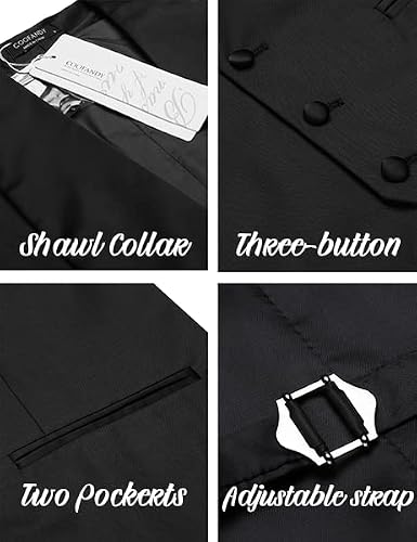 Coofandy Men's V-Neck Slim Fit Dress Suits Sleeveless Vest Waistcoat,Black,Large #TOP4