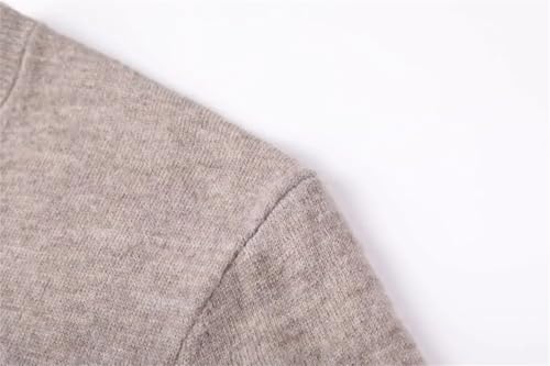 Men Solid V-Neck Long Sleeve Soft Top Autumn Winter Warm Wool Sweater4