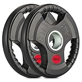 Rabbitstorm Dos Discos de Peso, Mancuernas Multiuso, Recubierta de Goma con Orificio de 5 cm para Barra o Mancuernas...