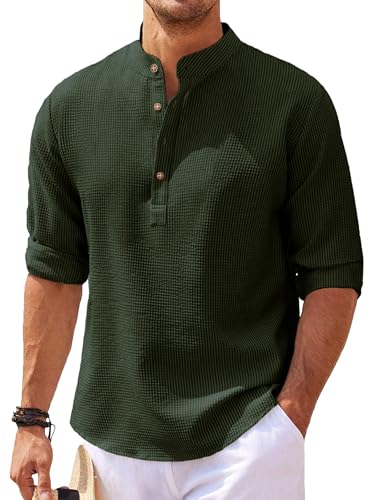 Image of Noble Monk Men Polycotton Solid Regular Shirt || Casual Plain Stylish Shirt for Man || Full Sleeve Band Collar Shirts for Men || Casual Wear for Man
