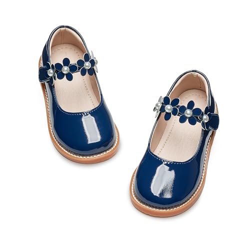 Image of Kiderence Toddler Girl Mary Jane School Uniform Dress Shoes Oxford Flats | Wide Toe Box Great Comfort for Student Shoe and Flower Girl Shoe for Wedding, Parties, Church