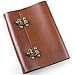 ANCICRAFT Leather Journal Diary Notebook A5 Refillable with Clasp 6-ring Binder Lined Craft Paper (Red brown with clasp A5)