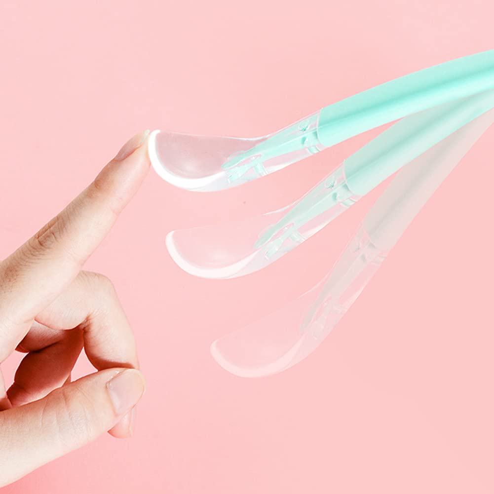 Bowiemall Double Head Baby Spoon Silicone Soft Baby Fruit Scraping Mud Spoon Feeding Spoons Training Scrapping Fruits Children Babies for Gifts (Pink) - 19.5 Cm - Image 6 thumbnail