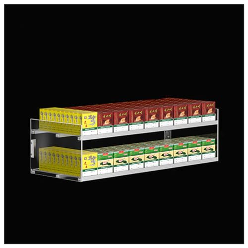 Expositor de Cigarrillos para Venta al por Menor estantes de exhibición Vitrina de Mercado Estante de Pared de acrílico Transparente con empujador automático para Tienda 2 Niveles 9 columnas