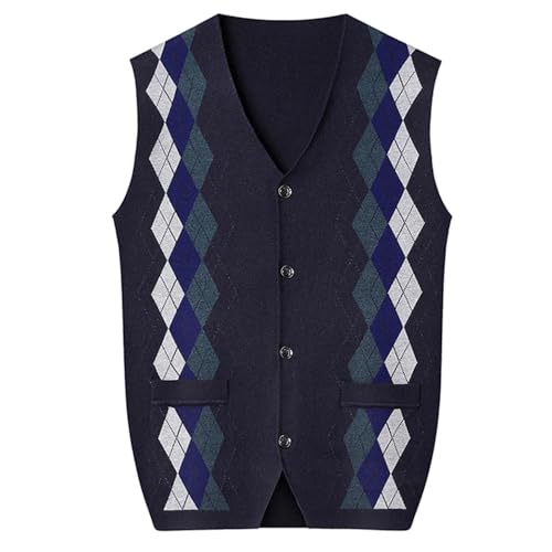 Bollrllr 2024 Winter Men's Knitted Button Cardigan Sweater Vest Retro Sleeveless Thickened Warm Vest2
