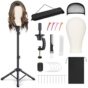 Relx Reinforced Wig Stand with Mannequin Head – Adjustable Wig Head Stand with Head for Wigs – Manikin Head Set for Cosmetology