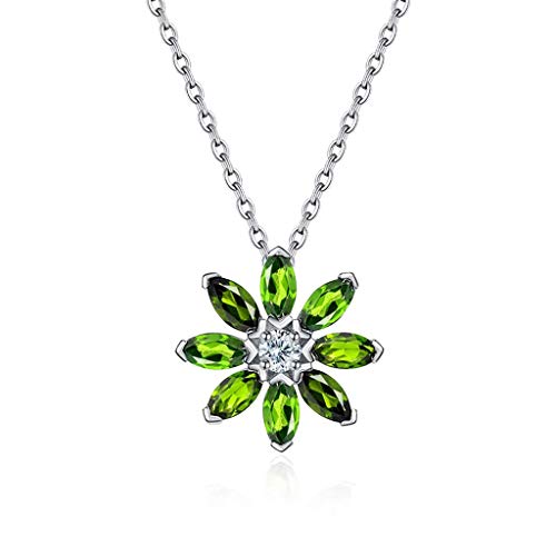 Collier en Cristal Naturel et Diopside S925 pour Femme