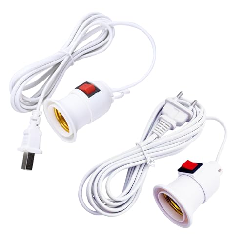 Lmyit 2個 コード付きソケット E26 電球 ペンダントライト コンセント 2.5m延長ソケット スイッチ コード付きソケット 吊り下げ ホワイト E26口金 ライト ソケット ソケットライト ソケットコード 工事不要