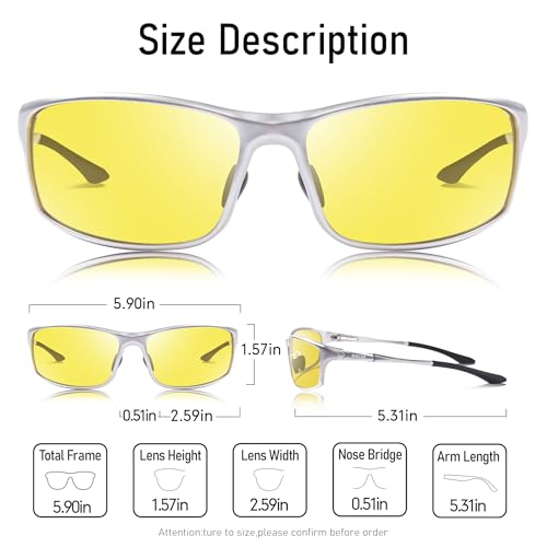 Image of BIRCEN Night Vision Glasses for Driving: Anti-Glare Metal Glasses for Men