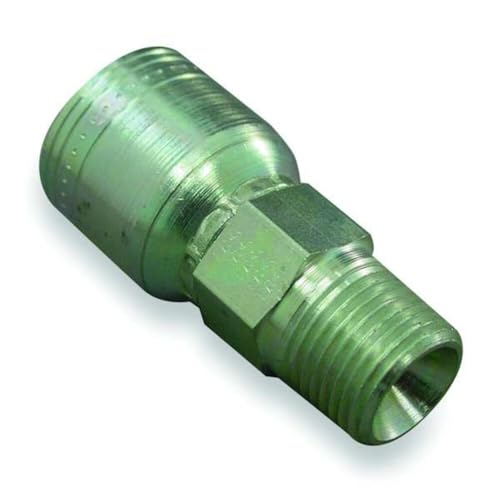 Aeroquip 1AA6MP8 Carbon Steel Global TTC (Thru the Cover) Crimp Hose Fitting Male Pipe, Straight, 1/2" Hose ID, 3/8" - 18 Thread