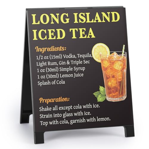 Long Island Iced Tea Recipe Rustic Bar Decor for Home Cafe Farmhouse Cocktail Sign for Kitchen Bar Cart Accessories Mixology Christmas Gift for Bartender Men Women New Couple - 5.59 x 4.33 inch Sign