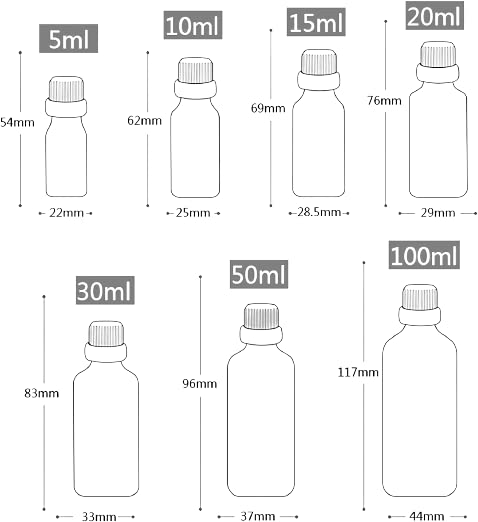 18 Flacons Verre Transparent 10 Ml Avec Bouchon Noir - Idéal Laboratoire, Cosmétique, Culinaire Et Industriel - FB10