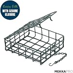 MEKKAPRO Suet Nourriture pour pendentif extérieur avec chaîne métallique, porte-sucettes à capacité unique, aliment pour oiseaux Cage de suète recommandé, nourrisson d'oiseaux de suette idéal pour les oiseaux à clin d'œil, les pics, les nuthaches (simple)