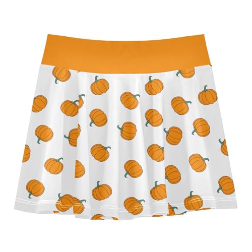 Girls Skorts High Waist Athletic Skirts with Shorts Pumpkin Stretchy Teens Performance Tennis