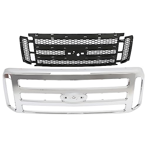 ECOTRIC Front Grille Compatible with Ford 1999-2004 F250 F350 Super Duty 2000-2004 Excursion New Grille Chrome Mesh Style by ECOTRIC - Image 9