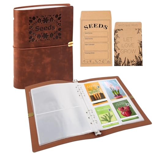Carpeta organizadora de semillas contra humedad con 80 sobres y protectores