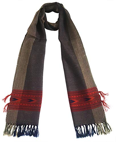 Mehrunnisa Handcrafted Premium 100 Pure Wool Muffler Unisex Brown