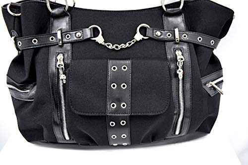 Bolso Tote Crossbody Negro Rock Punk Mujer 19" miniatura 6