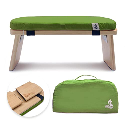 metaFox Meditationsbank | Faltbarer Hocker aus Bambus mit Kissen...