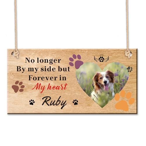 EDSG Personalized Pet Memorial Gifts for Dogs Custom Wooden Memorial Plaques Pet Bereavement Gifts Cat Memorial Signs Gifts for Loss of Puppy Dog Cat Pet Furry Friend Sympathy Gifts(Design 1)