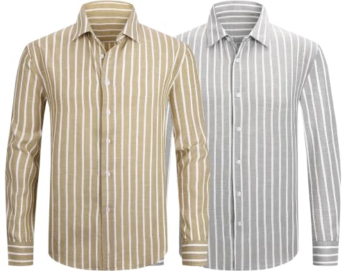 Image of Zombom Men's Regular Fit Vertical Striped Casual Shirt | Full Sleeve Cotton Blend Shirt for Men | Slim Fit Stylish Party