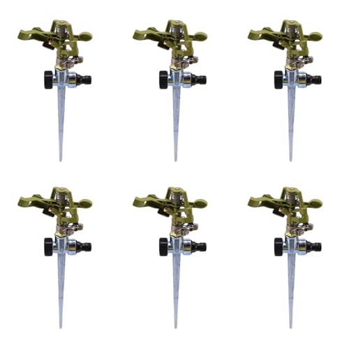 6X Rotante a 360 Gradi per Prato Giardino Corte Golf Erba Irrigatore Spruzzo Acqua Tubo a Punta in Metallo Impulso