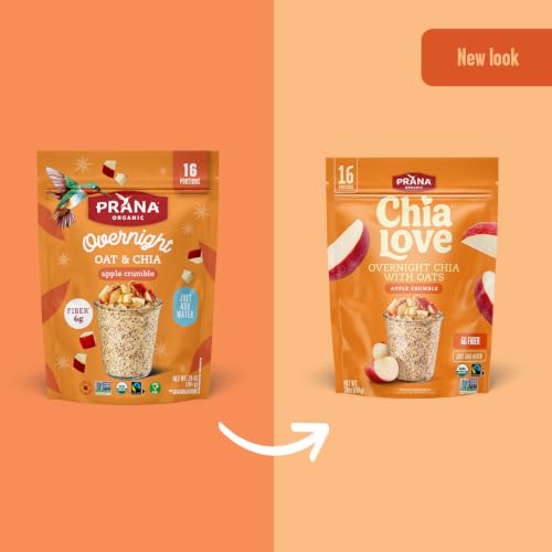 Image of Chialove Organic Overnight Chia with Oats Apple Crumble | Rich in Fiber & Protein, Vegan, Non-GMO | Ready to Eat Breakfast - 28 oz Bags - 2 Pack