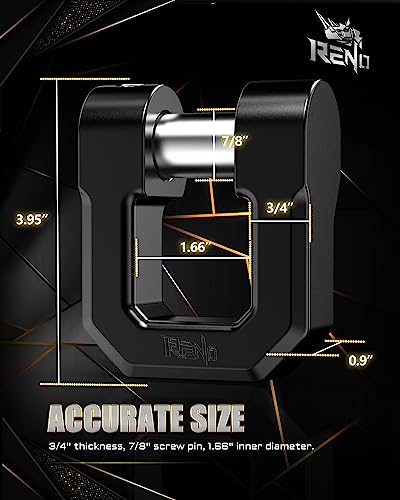 Image of RENO Shackle Hitch Receiver, 2 inch Receiver Towing Mount with 3 /4 inch D-Ring Shackle Combo kit - Heavy Duty 45,000 lbs Compatible with Trucks Off Road SUV 4x4 Vehicle Towing Recovery (Aluminum, Black)