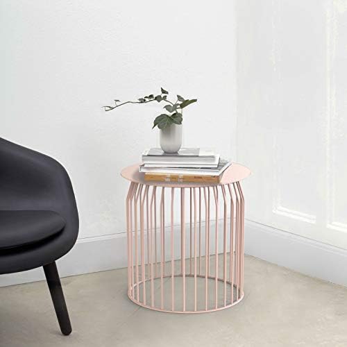 OCHS Modern Wire Side Table Metal Black Coffee End Side Table With D60cm Metal Dish Top (Black, Ø60 x 36.5 cm)