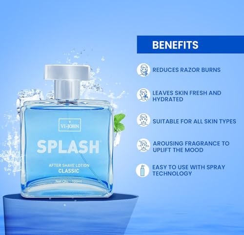 Image of VI - JOHN Splash Skin moisturizes After Shave Lotion with Soothing Long lasting Classic, 100Ml