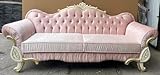 Ancho aprox.: 220 cm Casa Padrino sofá Barroco de Lujo Rosa/Crema/Oro - Sofá de salón de Estilo Barroco con pedrería - Muebles de salón de Lujo en Estilo Barroco - Muebles barrocos