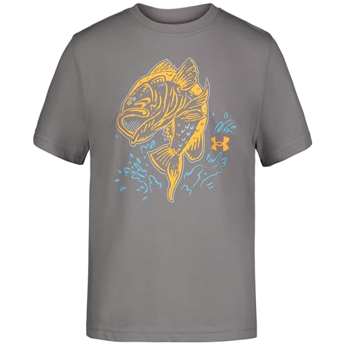 Image of Under Armour Boys' Outdoor Short Sleeve T-Shirt, Crewneck, Pewter Bass, S