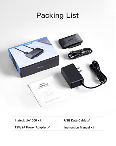 Inateck Sata To Usb 3.2 Gen 2 Adapter, Hard Drive Adapter Cable For 2.5/3.5 Inch Ssd/Hdd, 12V/2A Power Adapter Included, Bi-Directional Transfer #TOP6